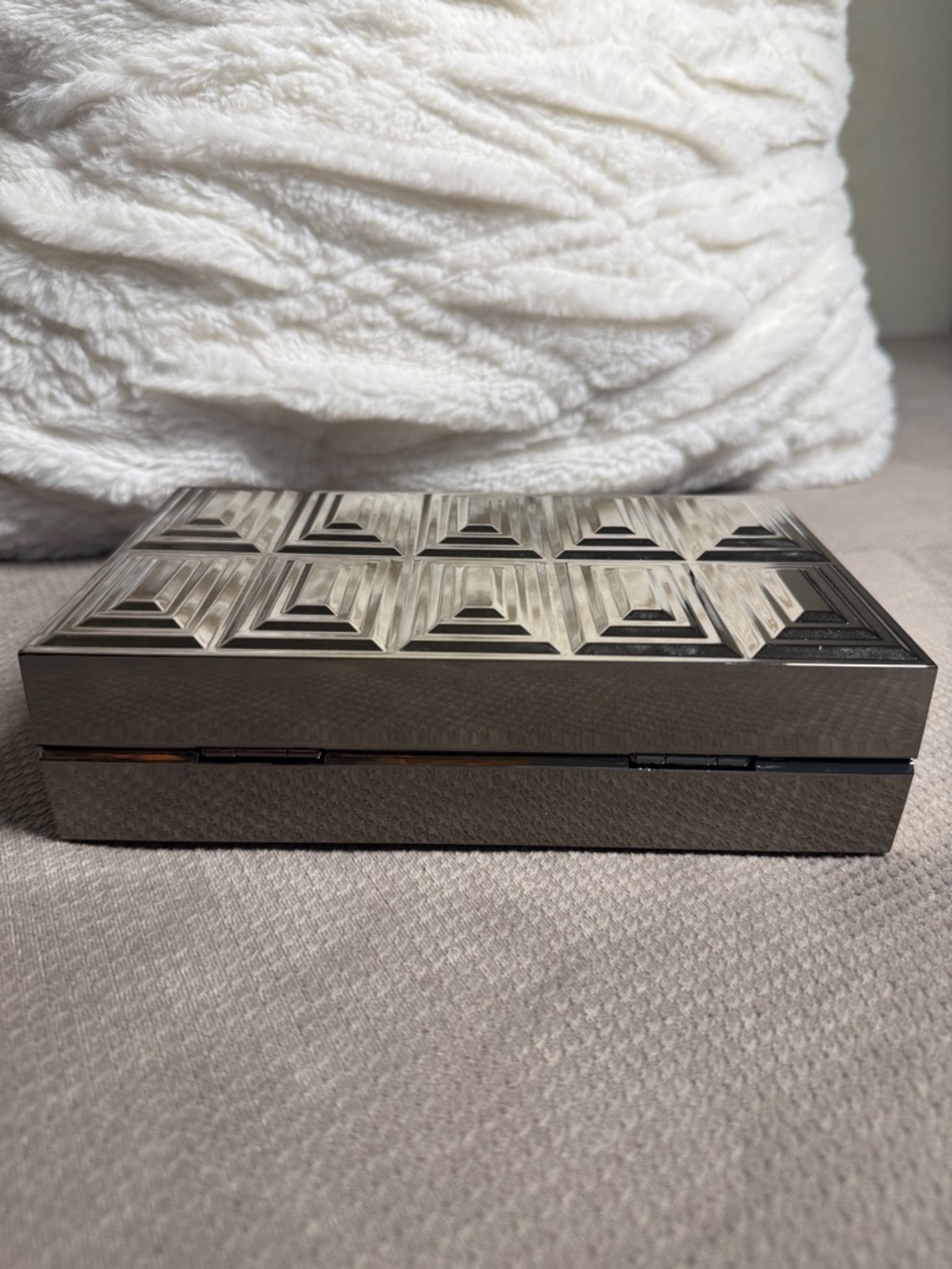 Christian Siriano Metallic Geometric Box Clutch in Silver - Picture 5 of 9
